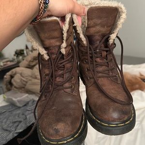 Vegan Doc Marten Brown Shearling Boots 🥾